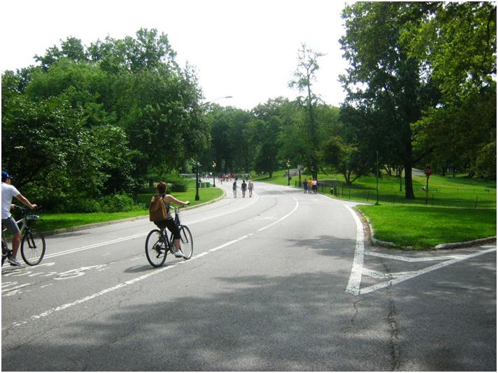 ニューヨーク・セントラルパークの自転車道。