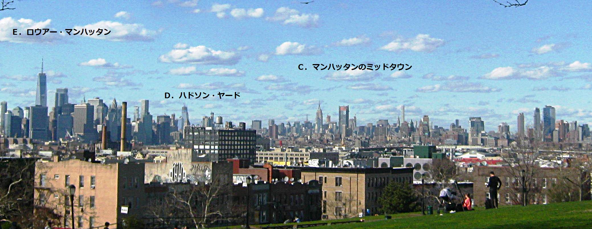 ブルックリン サンセット公園からのニューヨーク高層ビル街 岡部の海外情報